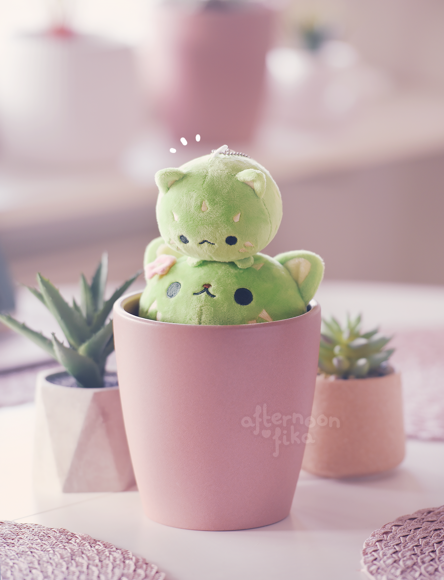 [B-GRADE] Baby Cactus Cat Keychain
