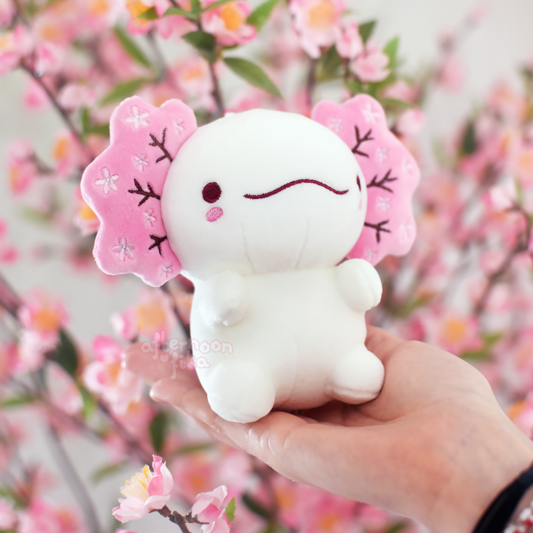 [PRE-ORDER, Ships Fall 2026] Charlotte The Cherry Blossom Axolotl Keychain Plush