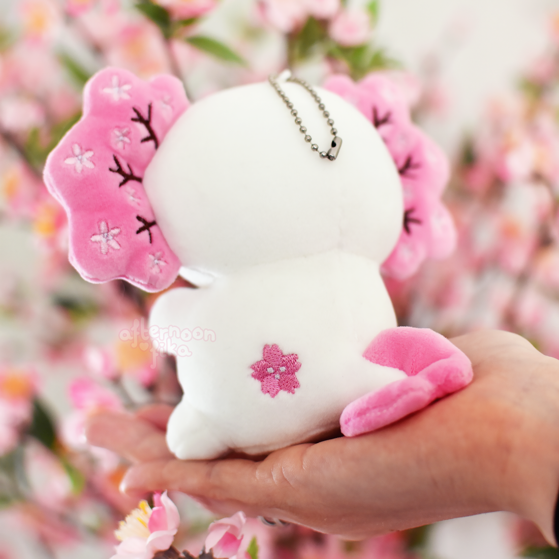 [PRE-ORDER, Ships Fall 2026] Charlotte The Cherry Blossom Axolotl Keychain Plush