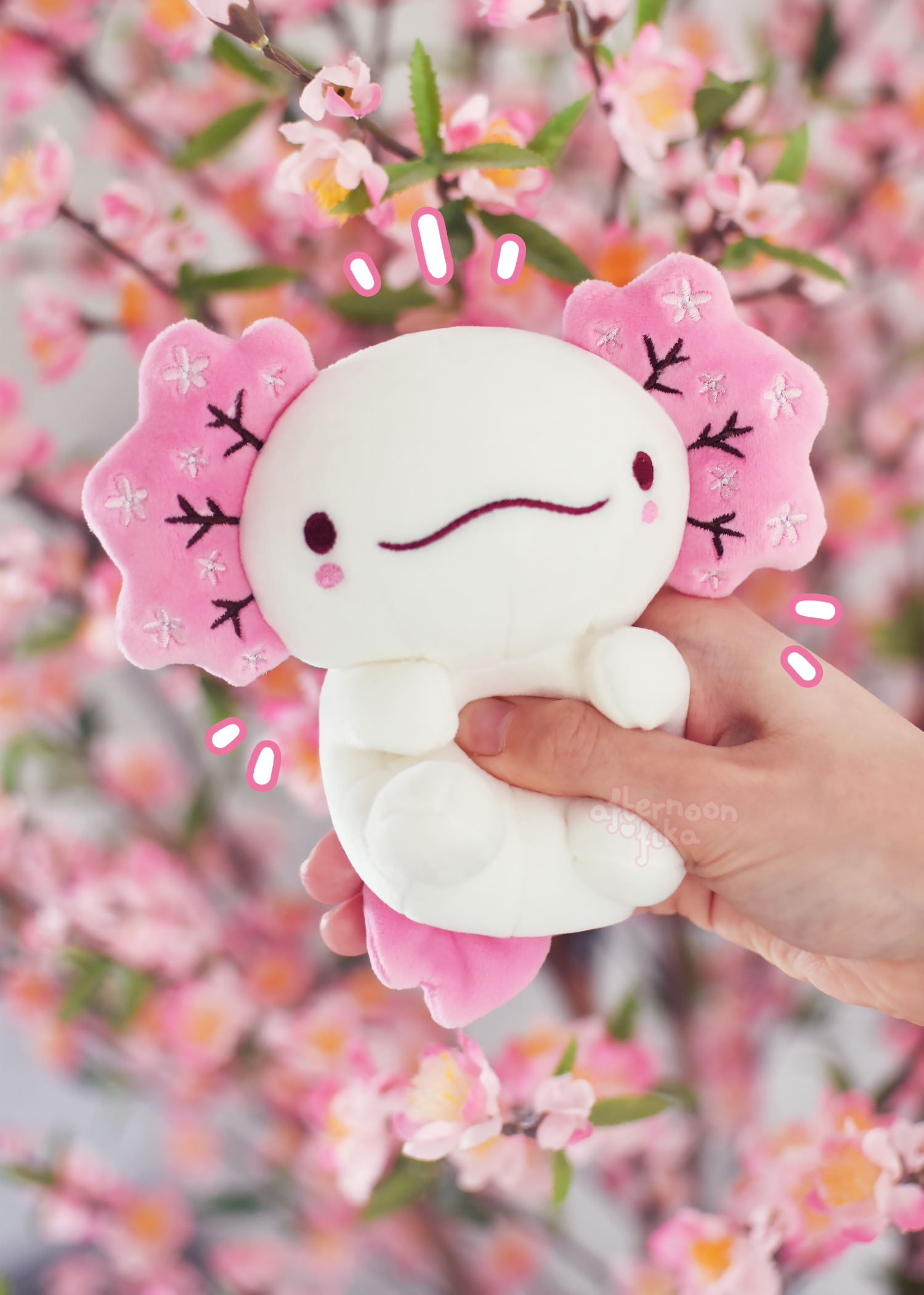 [PRE-ORDER, Ships Fall 2026] Charlotte The Cherry Blossom Axolotl Keychain Plush