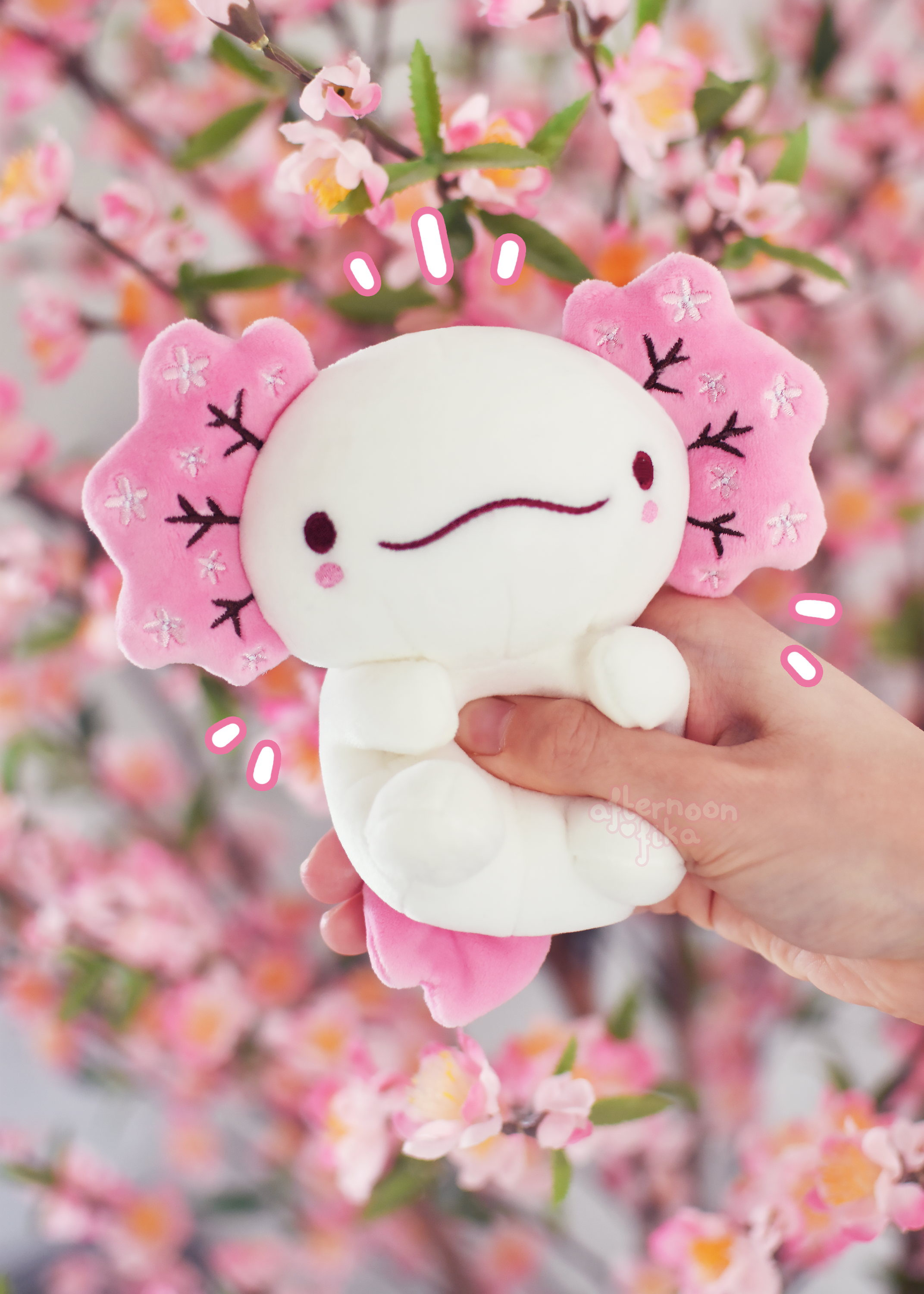 [PRE-ORDER, Ships Fall 2026] Charlotte The Cherry Blossom Axolotl Keychain Plush