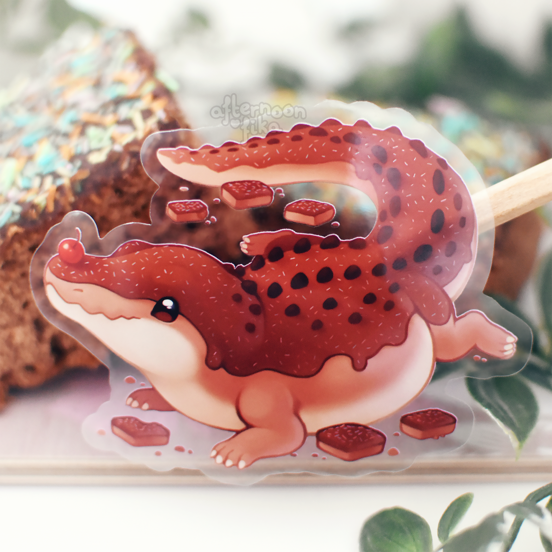 Chocolate Crocodile Clear Sticker