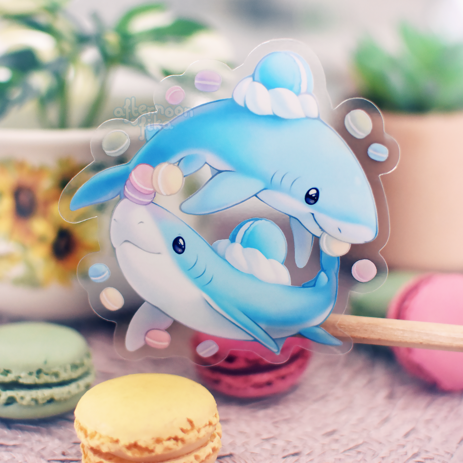 Macaron Mako Sharks Clear Sticker