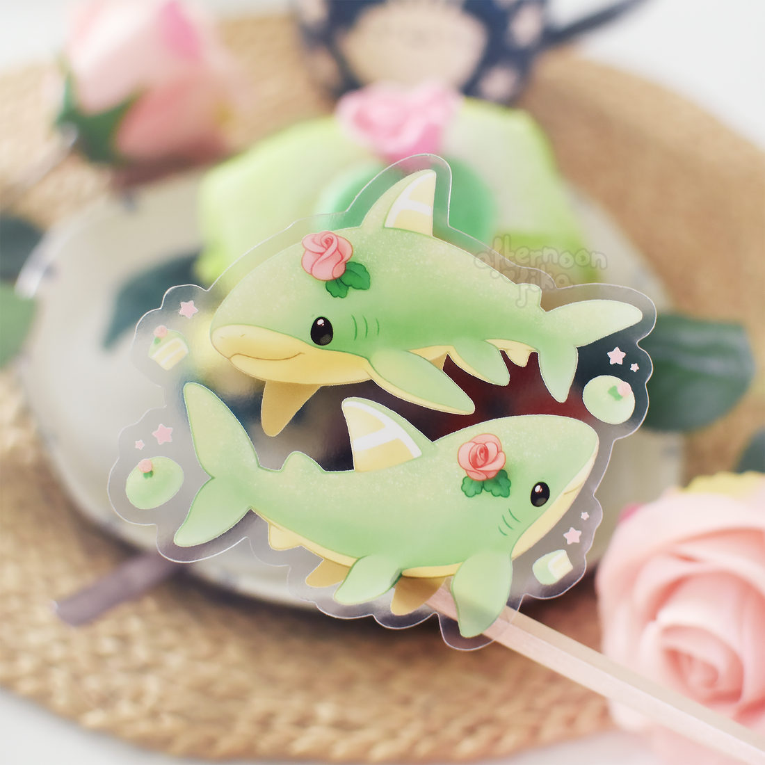 Princess Cake Sharks Clear Sticker