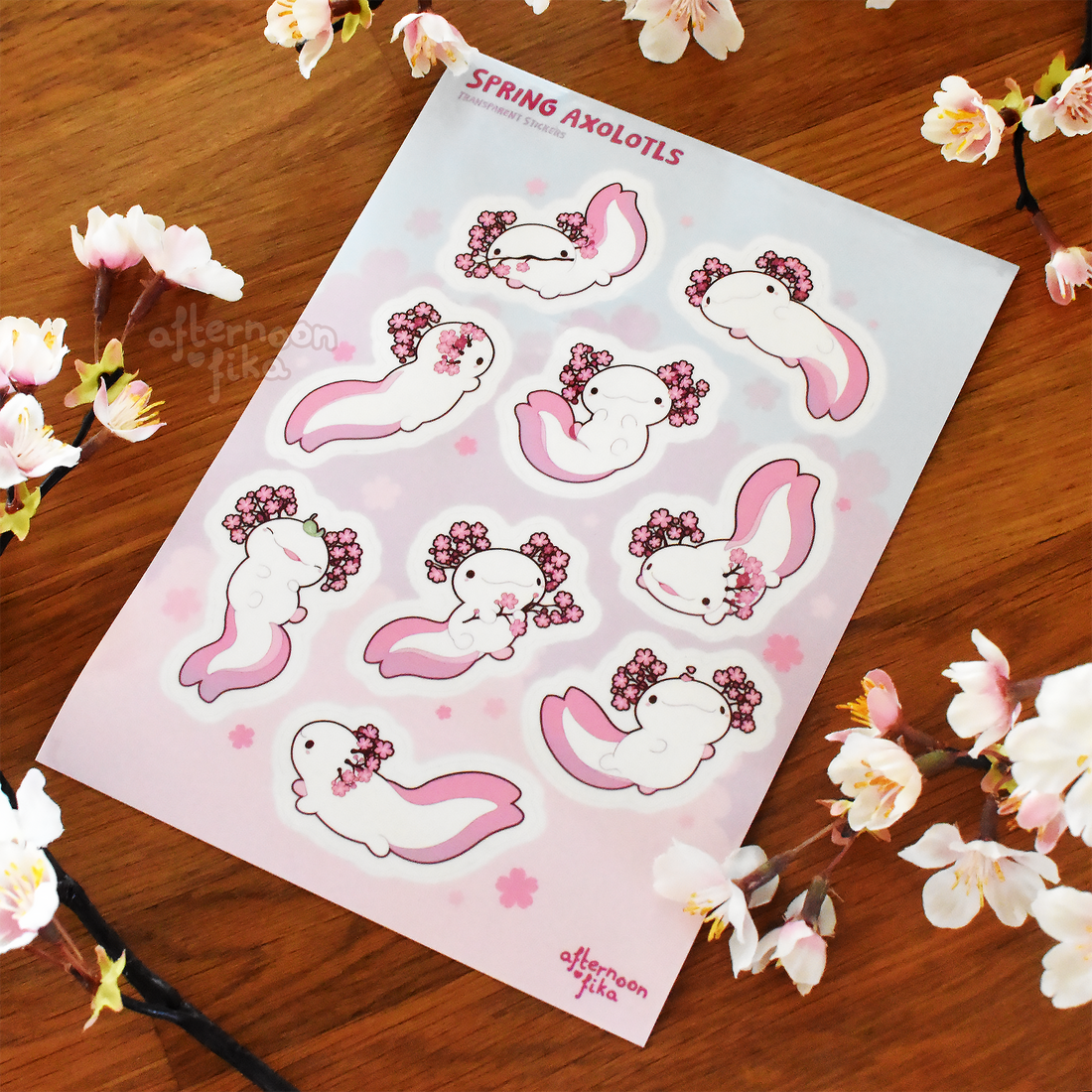 Spring Axolotls Sticker Sheet