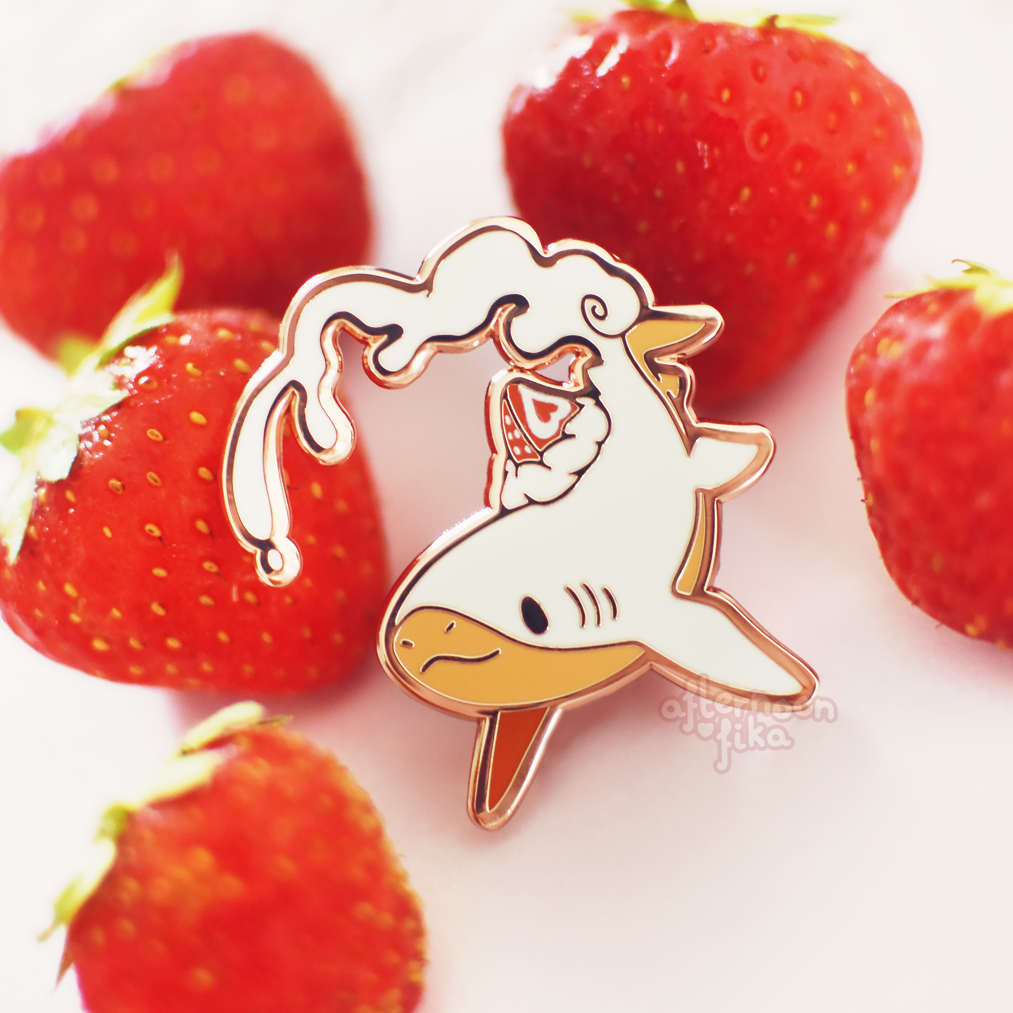 Strawberry Shortcake Shark Enamel Pin