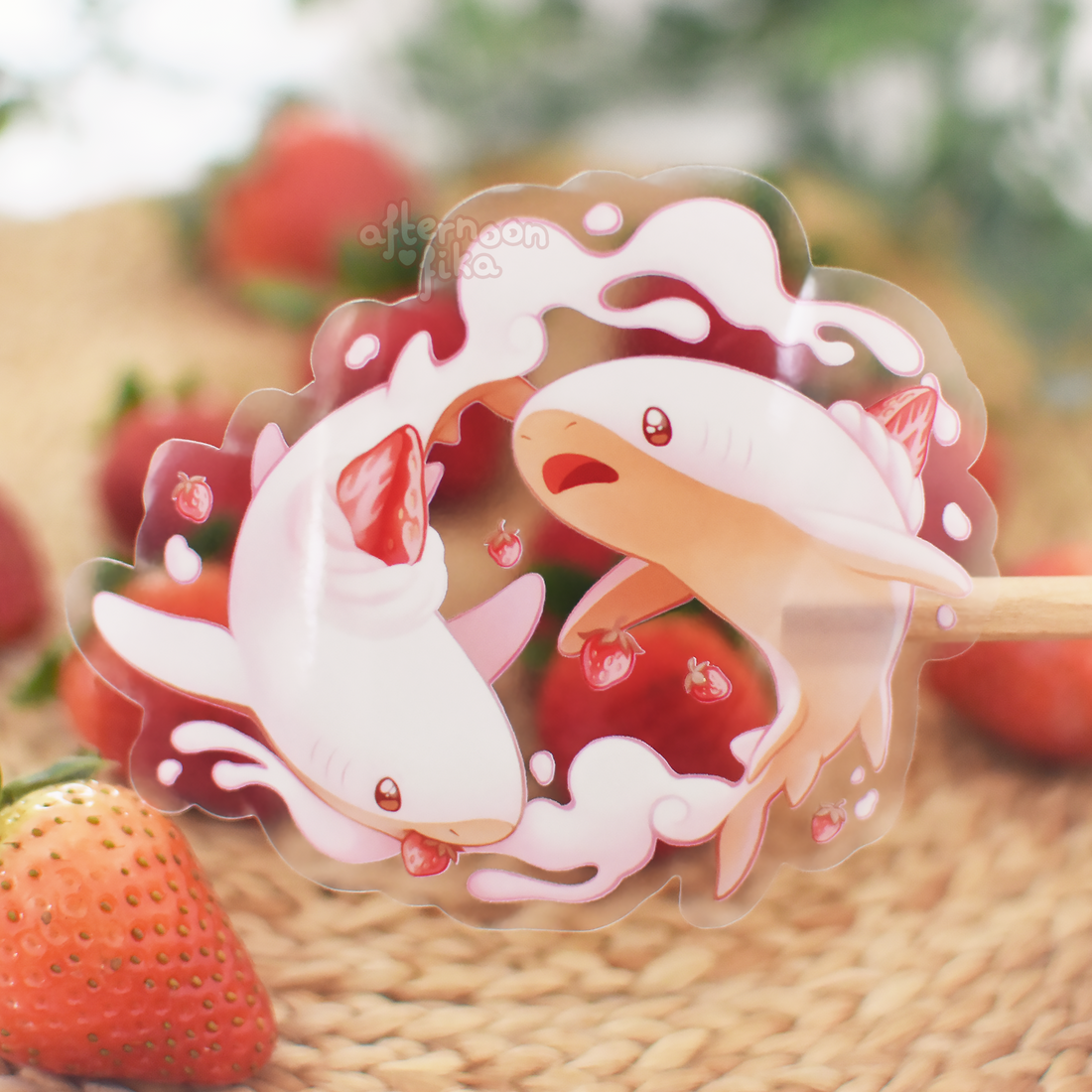 Strawberry Shortcake Sharks Clear Sticker