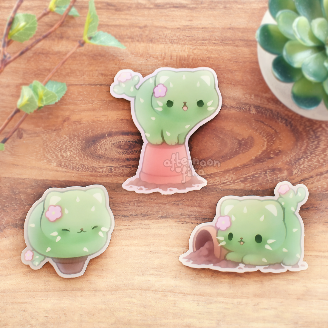 Cactus Cat Sticker Set