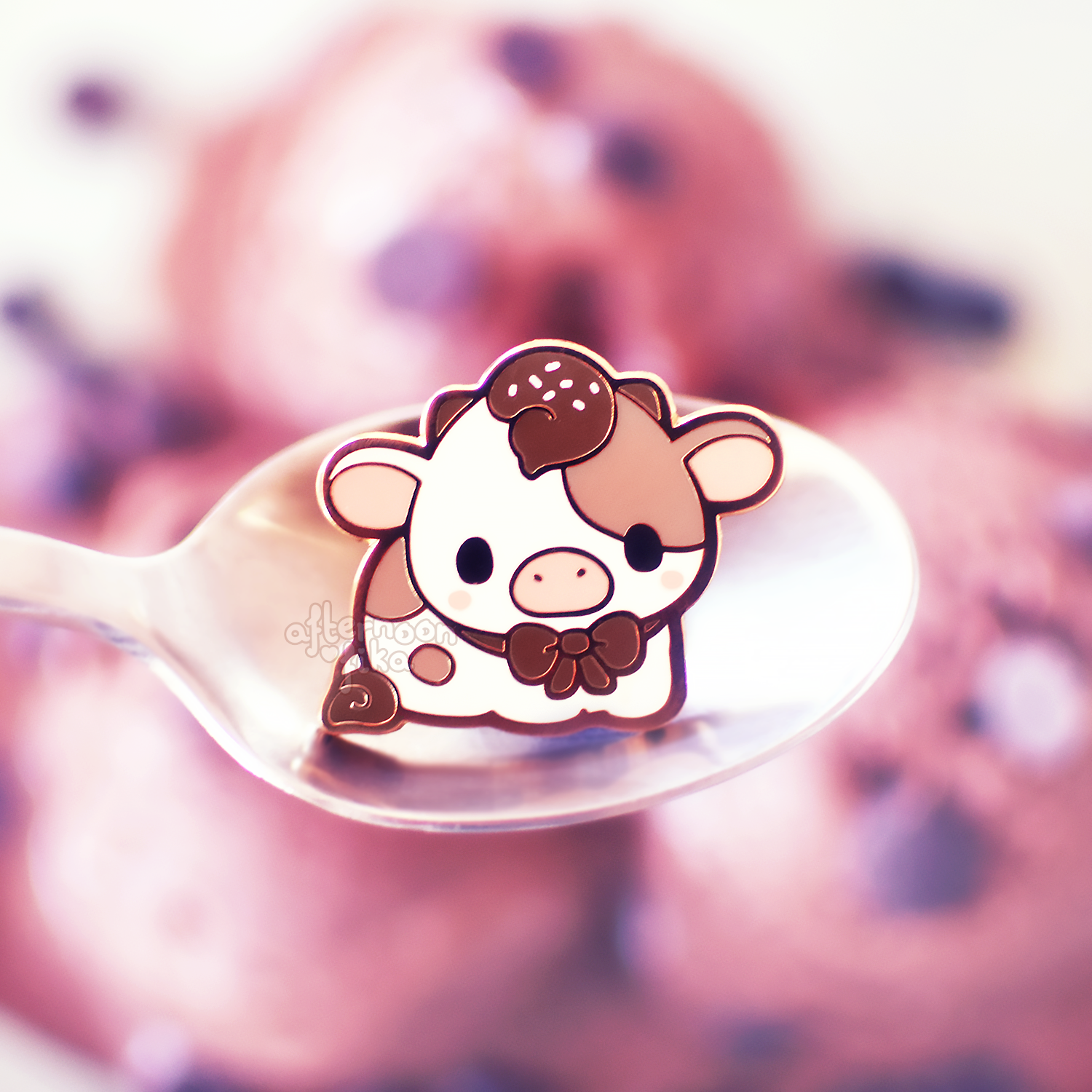 Puddin&#39; The Chocolate Cow Enamel Pin