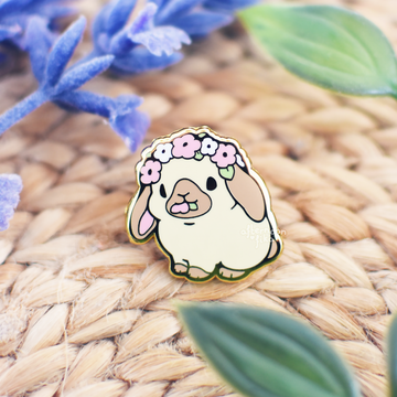 Botanical Bunny Enamel Pin PINK