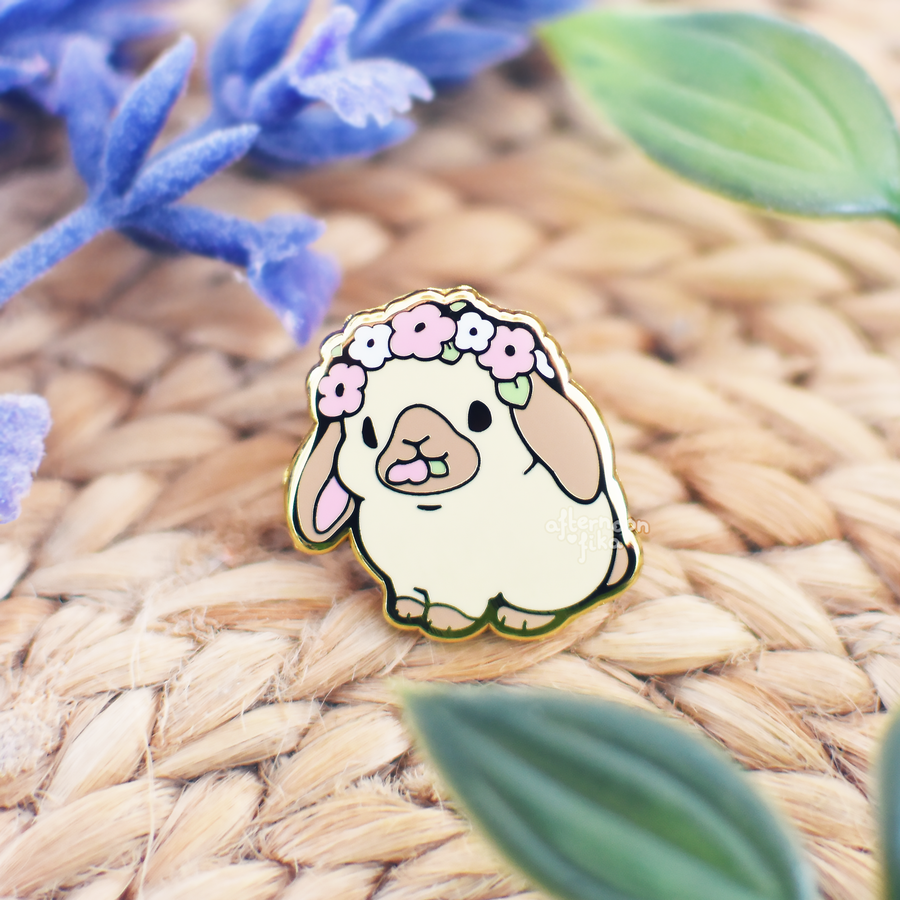 Botanical Bunny Enamel Pin PINK