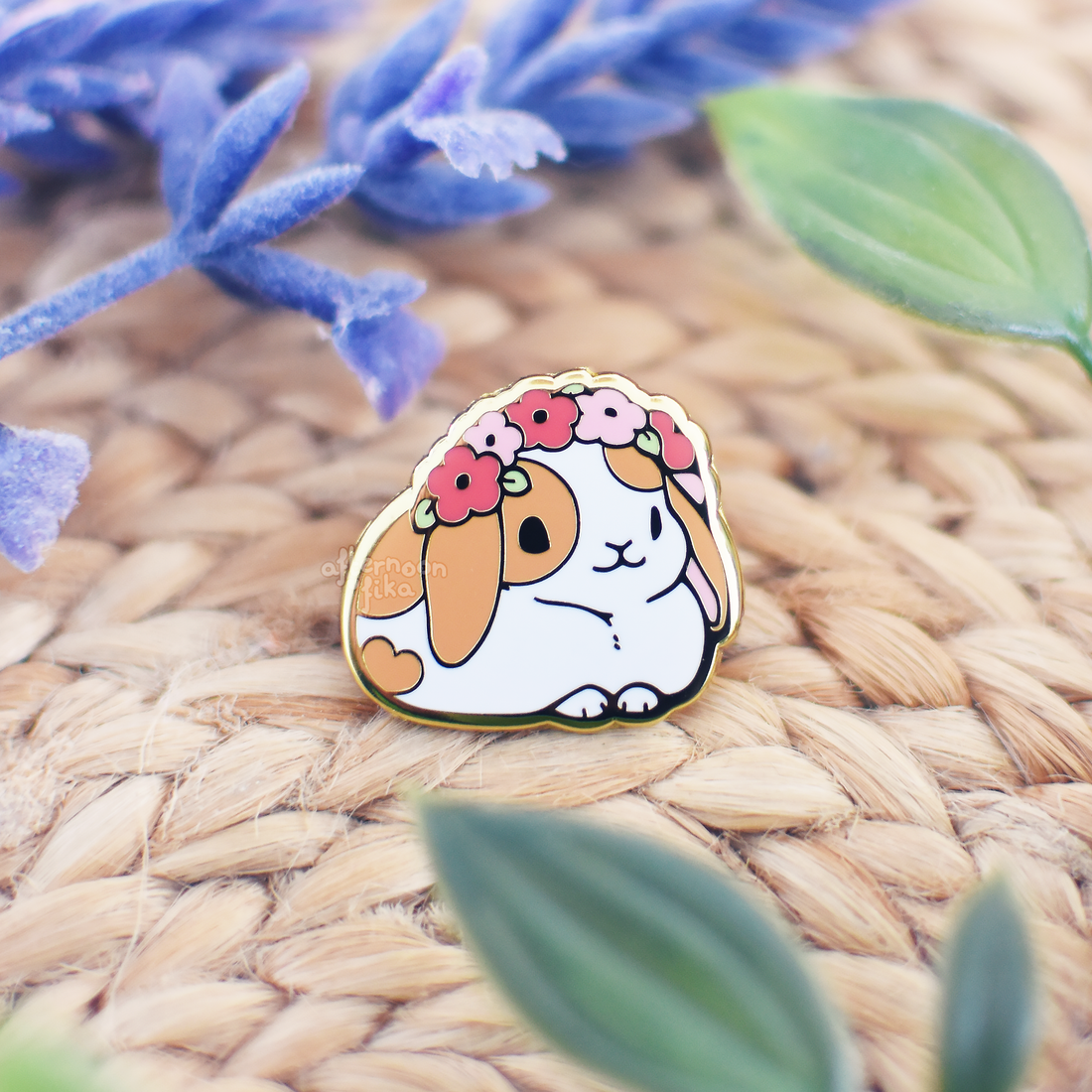 Botanical Bunny Enamel Pin RED