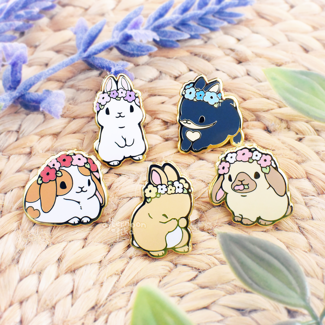 Botanical Bunnies Enamel Pins FULL SET
