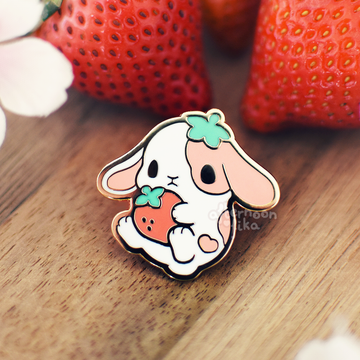 Strawbunny Enamel Pin